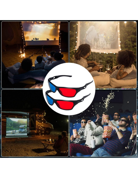 Paquete de 4 Gafas 3D Rojas Azules Craftshou para Películas