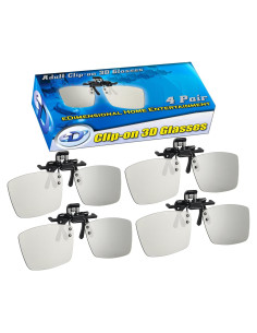 Gafas 3D Pasivas Clip-On eDimensional - 4 Paquetes Adulto