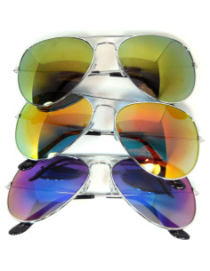 3 Pares Gafas de Sol Aviador Clásicas Espejo 50mm 2