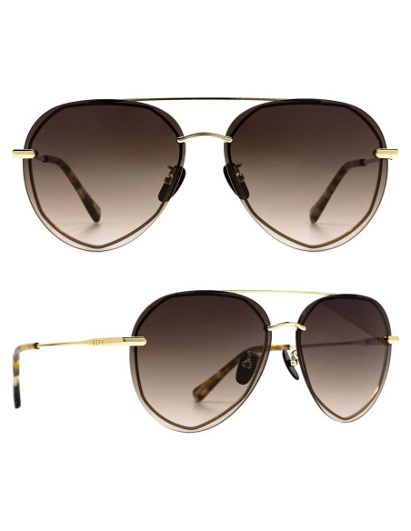 Gafas de sol aviador DIFF Lenox UV400 doradas para mujer