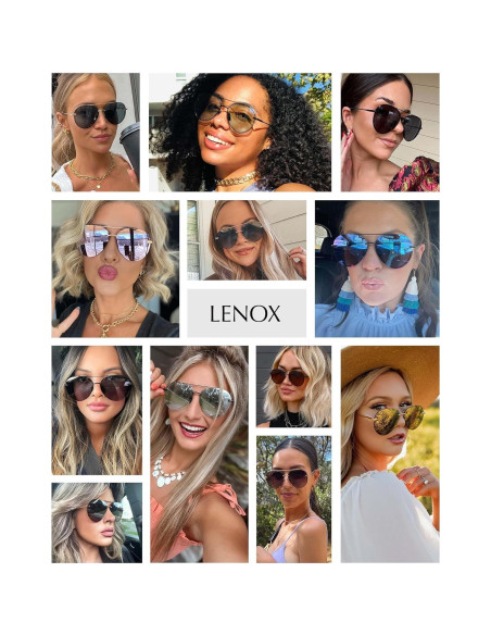 Gafas de sol aviador DIFF Lenox UV400 doradas para mujer