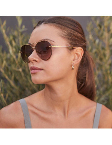 Gafas de sol aviador DIFF Lenox UV400 doradas para mujer