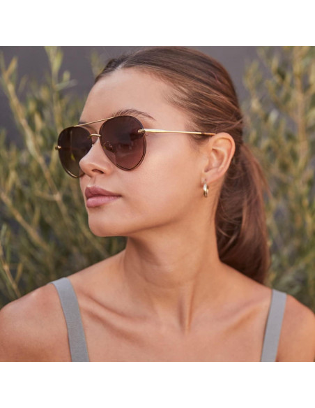 Gafas de sol aviador DIFF Lenox UV400 doradas para mujer
