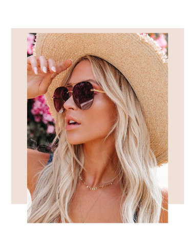 Gafas de sol aviador DIFF Lenox UV400 doradas para mujer