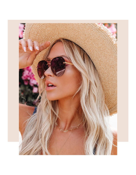 Gafas de sol aviador DIFF Lenox UV400 doradas para mujer