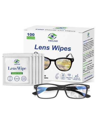 Toallitas Limpiadoras de Gafas VisClear 100 Piezas Sin Rayas