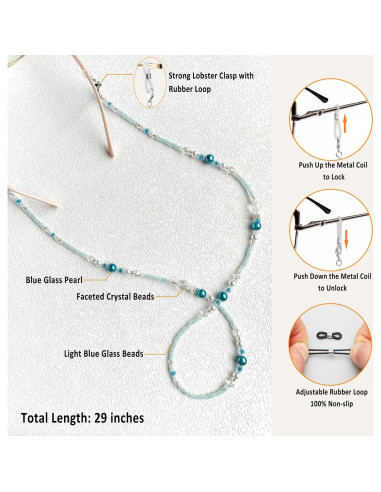 Cadena de Gafas ERNAULO con Perlas para Mujeres 73.66 cm