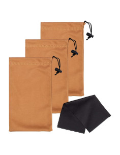 Funda de Microfibra Premium para Gafas - 3 Piezas - Marrón Claro