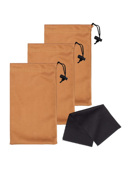 Funda de Microfibra Premium para Gafas - 3 Piezas - Marrón Claro