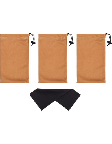 Funda de Microfibra Premium para Gafas - 3 Piezas - Marrón Claro