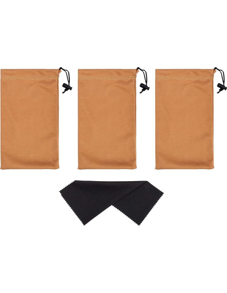 Funda de Microfibra Premium para Gafas - 3 Piezas - Marrón Claro
