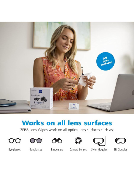 Toallitas de limpieza ZEISS 200 unidades para lentes ópticos