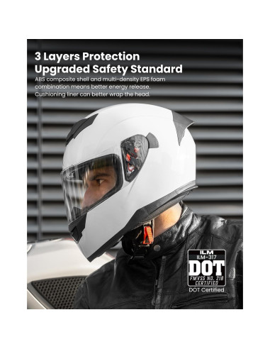 Casco de Motocicleta ILM 317 Blanco Mediano Certificado DOT