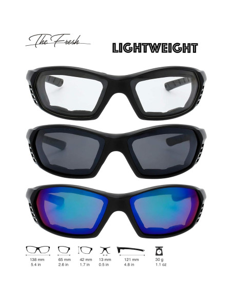 Gafas de Motocicleta The Fresh FR13 UV400 3 Pares Acolchadas