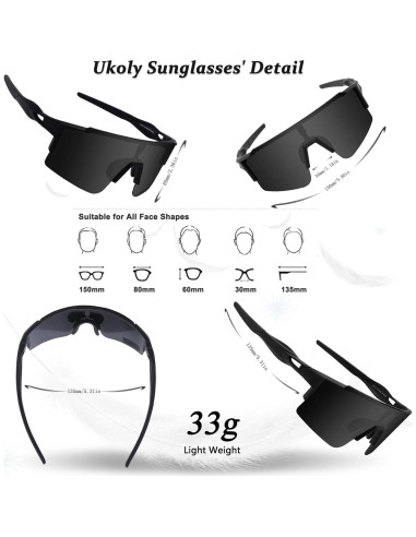 Gafas de Ciclismo Ukoly con 3 Lentes Intercambiables
