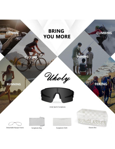 Gafas de Ciclismo Ukoly con 3 Lentes Intercambiables