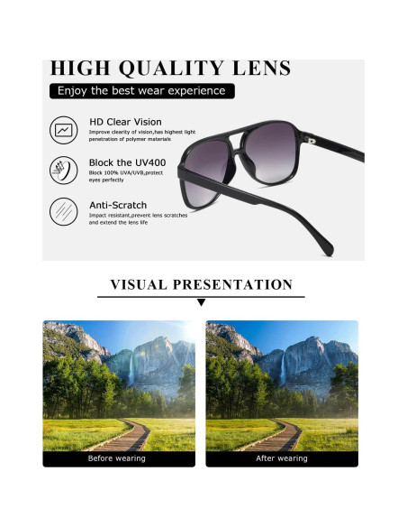 Gafas de sol aviador TIANYESY retro unisex con protección UV
