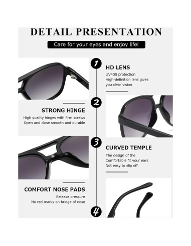 Gafas de sol aviador TIANYESY retro unisex con protección UV