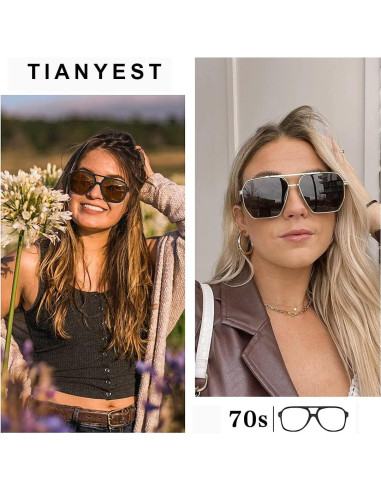 Gafas de sol aviador TIANYESY retro unisex con protección UV