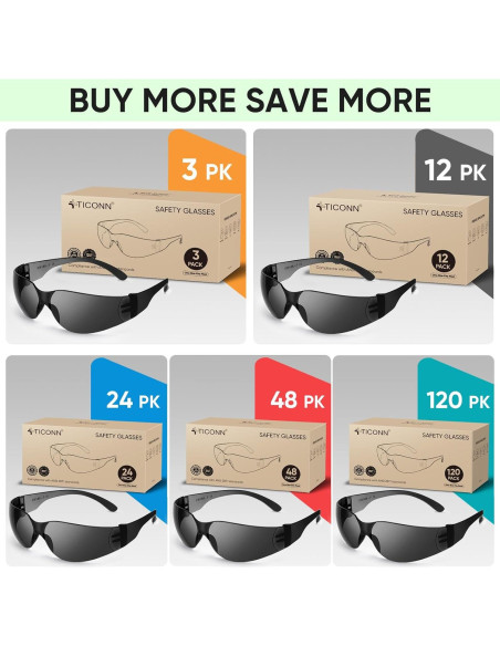 Gafas de Seguridad TICONN Transparentes Resistencia Rayones