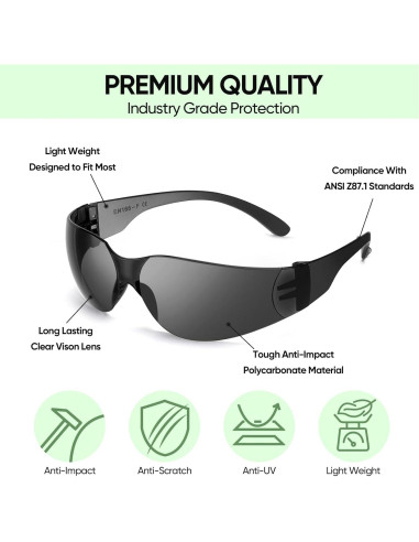 Gafas de Seguridad TICONN Transparentes Resistencia Rayones