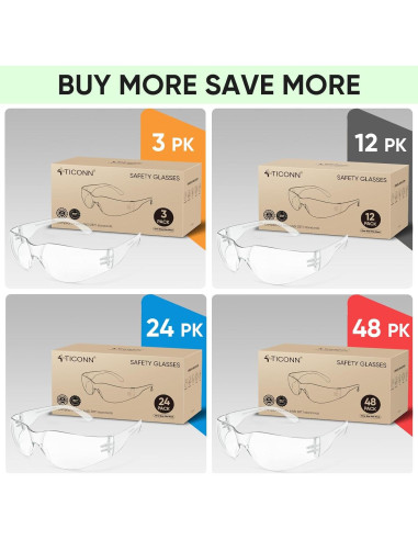Gafas de Seguridad TICONN Transparentes Resistencia Rayones