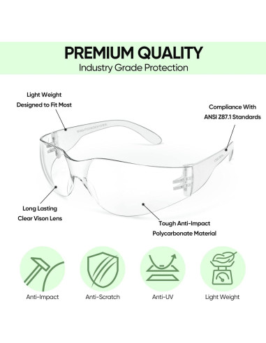 Gafas de Seguridad TICONN Transparentes Resistencia Rayones