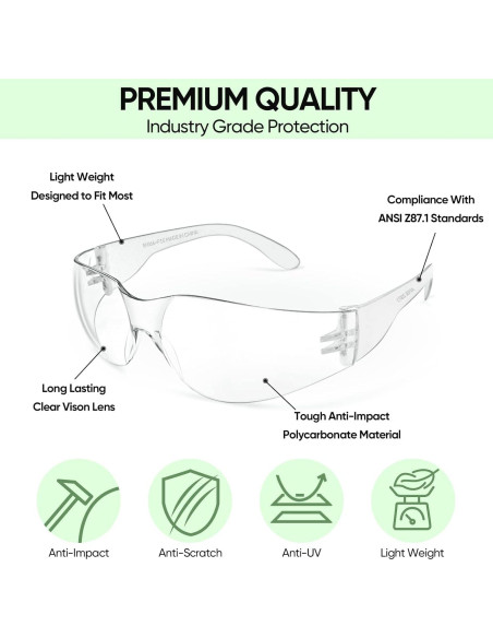 Gafas de Seguridad TICONN Transparentes Resistencia Rayones