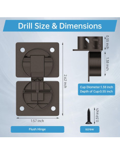 Bisagras Ocultas Ajustables ZFYOUNG 90 Grados 2 Piezas 2