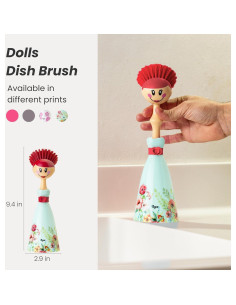 Cepillo de Platos Vigar Dolls con Mango Ergonómico - Azul/Rosa 2
