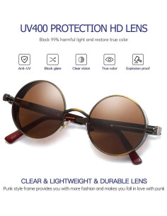 Gafas de sol Steampunk GYsnail redondas polarizadas 2