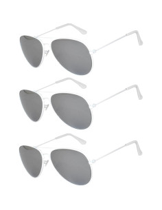 Juego de 3 Gafas de Sol Aviador Metal Color Espejo 2
