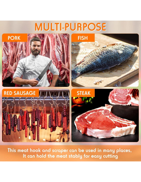 Kit de Herramientas de Carnicero Shimeyao - 4 Raspadores y 2 Ganchos