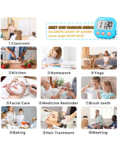 Temporizador Digital Magnético AOUCE 4 Pack Azul Rosa 2