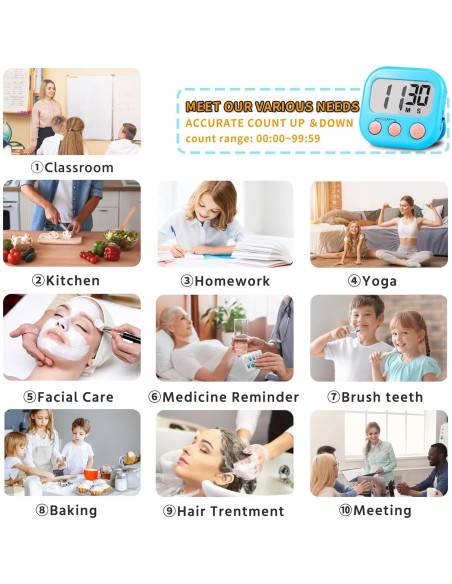 Temporizador Digital Magnético AOUCE 4 Pack Azul Rosa