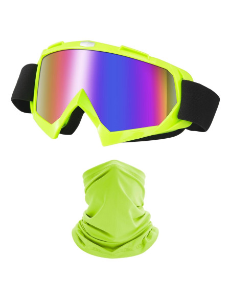 Gafas de Motocicleta LJDJ con Balaclava UV Verde