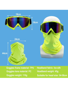 Gafas de Motocicleta LJDJ con Balaclava UV Verde 2
