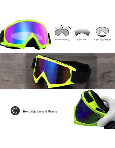 Gafas de Motocicleta LJDJ con Balaclava UV Verde