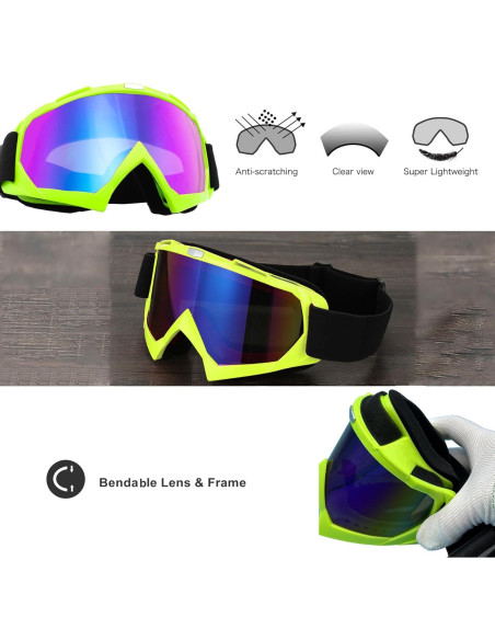 Gafas de Motocicleta LJDJ con Balaclava UV Verde