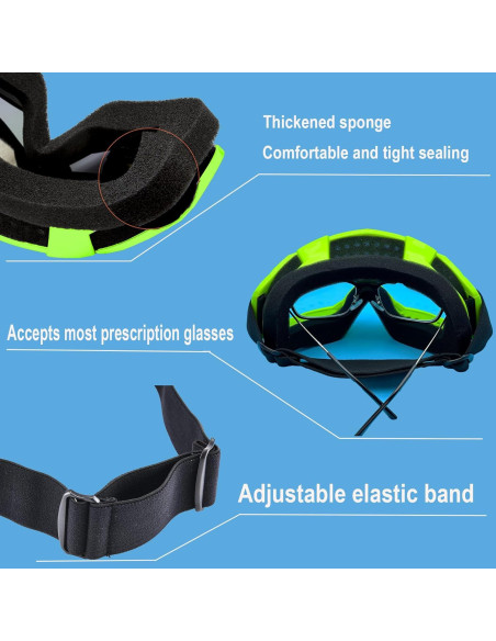 Gafas de Motocicleta LJDJ con Balaclava UV Verde