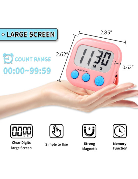 Temporizador Digital Magnético AOUCE 4 Pack Azul Rosa