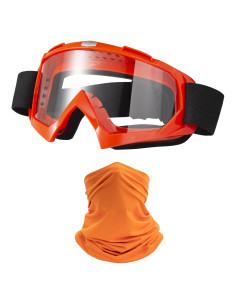 Gafas de Motocicleta LJDJ con Balaclava UV Naranja