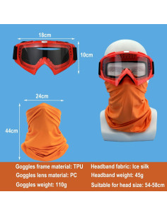 Gafas de Motocicleta LJDJ con Balaclava UV Naranja 2