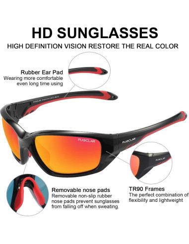 Gafas de sol deportivas PUKCLAR polarizadas UV400 - Marco Negro