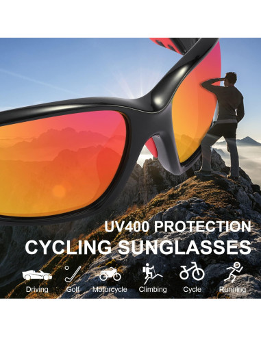 Gafas de sol deportivas PUKCLAR polarizadas UV400 - Marco Negro