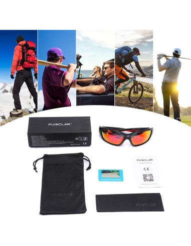 Gafas de sol deportivas PUKCLAR polarizadas UV400 - Marco Negro