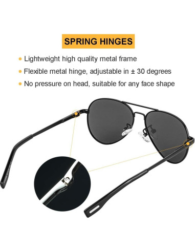 Gafas de sol Gleyemor Aviador Polarizadas 52mm para Caras Pequeñas