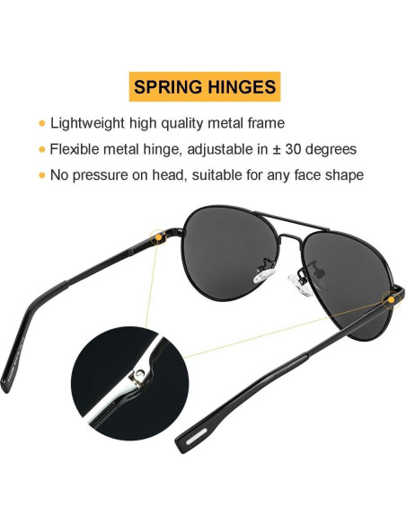 Gafas de sol Gleyemor Aviador Polarizadas 52mm para Caras Pequeñas