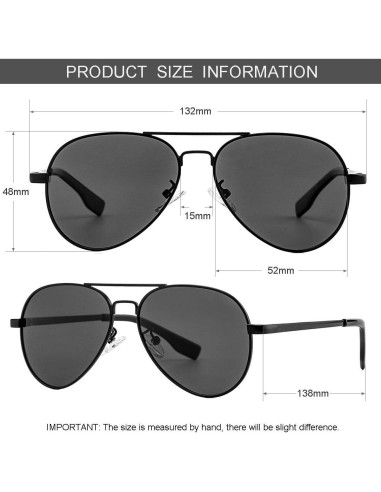 Gafas de sol Gleyemor Aviador Polarizadas 52mm para Caras Pequeñas
