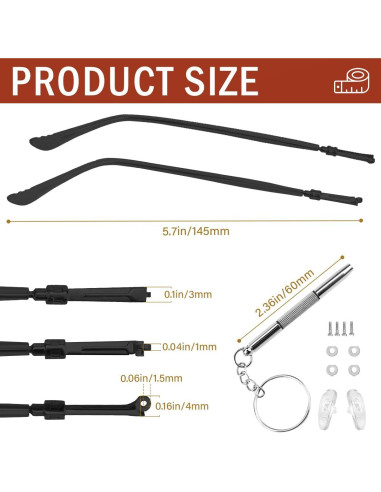 Brazos de Reemplazo para Gafas Metalicas LNQ Negro
